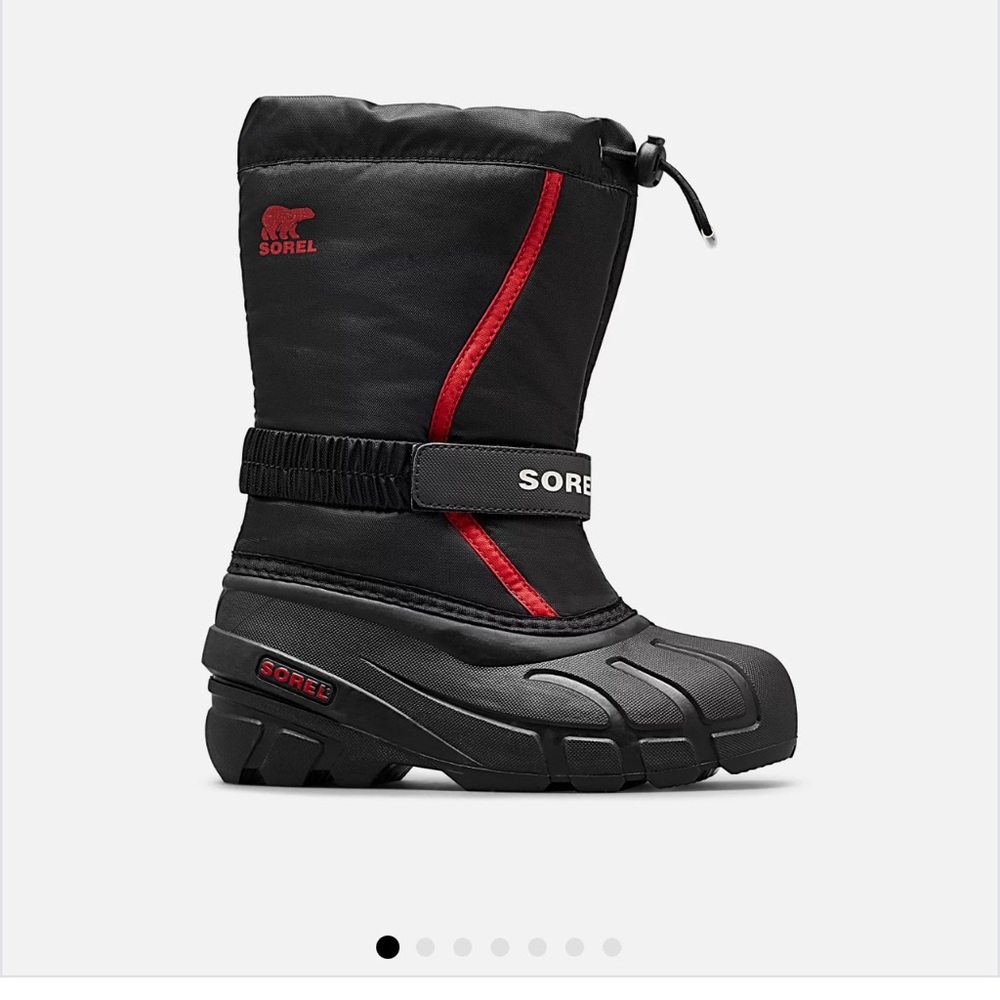 Sorel Black and Red Snow Boots - Size 2. Like New!